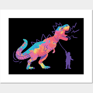 Rainbow T-Rex Posters and Art